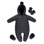 famuka Baby Winter Warm Down Snowsuits Hooded Puffer Outwear (Black, 18-24 Months)