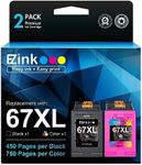 E-Z Ink Remanufactured Ink Cartridge Replacement for HP Ink 67 67XL 67 XL for DeskJet 2700 4133e 2755e 4155e Envy Pro 6455 6458 6475 Envy 6000 6455e 6458e 6055 6055e 6052e (1 Black,1 Tri-Color)