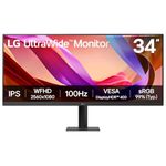 LG UltraWide Monitor 34U511A - UWFHD 1080p IPS 34 inch, 100Hz, 5ms GtG, DisplayHDR 400, Office and Desktop display, Reader Mode & Flicker Safe, Smart Energy Saving, DisplayPort, HDMI, Black
