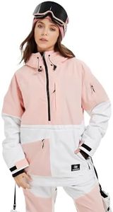 Snowverb Womens Mens Insulated Waterproof Snowboarding Mountain Jackets with Hood Skiing Coat Snowboard Winter Ski Jacket (AU, Alpha, Large, Regular, Regular, Pink/White)