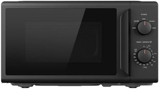 Comfee CMO-MP012ND(BK) Freistehende Mikrowelle, 20L kompakt in Schwarz, 700W Mikrowelle klein mit 5 Leistungsstufen, Drehteller, Auftaufunktion für Singles, Studentenwohnheim & kleine Küchen