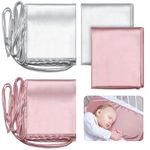 Hosuly 2 Pcs Satin Bassinet Sheet Baby Hair Soft Silk Feeling Sheet Baby Bassinet Sheets for Rectangle Cradle Bassinet Pad Mattress Boys and Girls Newborn and Infant (Pink, Gray)