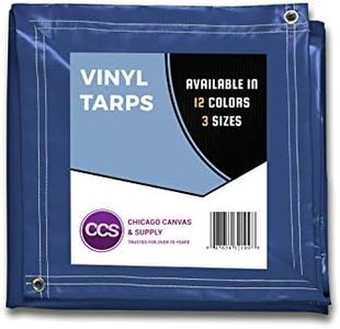 Heavy Duty Waterproof Vinyl Tarp by CCS CHICAGO CANVAS & SUPPLY – Extra Durable Multipurpose Truck Tarp Cover with Rustproof Grommets for Industrial & Commercial Use, Blue, 10 by 16 Feet