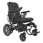 Asmofit Foldable Electric Wheelchair for Seniors | Lightweight, Anti-Tipper Wheels, Flip-Up Armrests, Reliable Side Brake (Alu ProMax Black)