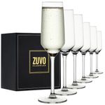 Champagne Flutes Glasses - Crystal Champagne Prosecco Glasses - Set of 6 Elegant Flutes - Champagne Glasses with Perfect Stems - Hold 21Cl Party Glass