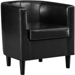 Yaheetech PU Leather Tub Chair, Modern Upholstered Armchair, Accent Club Sofa Chair, Barrel Corner Chair for Living Room Bedroom Lounge Reception, Black