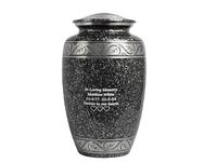 Cremation Urn for Adult Ashes - Large Urn Container for Men & Women- Decorative Funeral & Burial Urn for Human Ashes - Aluminium Metal Urn - Black Marble Style (With Text Engraving)