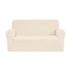 SAMSTEX Stylish Sofa Cover Stretch 1-Piece Sofa Slipcovers High Stretch Sofa Covers 2 Seater Thick Soft Loveseat Sofa Protector Machine Washable Non Slip Couch Covers (2 Seater, Beige)