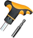 PANSHIYON T Handle Ratchet Driver,1/4” Ratcheting Bit Driver T Handle with 1/4 Magnetic Extension Socket Drill Bit Holder