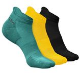 HEELIUM Men Bamboo Sports Socks | Ankle Length | Sports, Fitness & Running | Odour-Free & Breathable | Padded Base & Anti-Bacterial | 3X Softer Than Cotton, Green, Yellow, Black