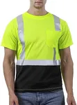 sesafety Hi Visibility Shirts for Men, Safety Shirts with Reflective Strips Class 2, Hi Vis Construction Work Shirt with Pocket Yellow L