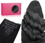 WENNALIFE Seamless Clip In Hair Extensions, 14 Inch 130g 7pcs Jet Black Hair Extensions Clip in Human Hair Invisible PU Skin Weft Natural Remy Human Hair Extensions