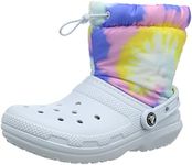 Crocs Unisex Classic Clogs Snow Boot, Pastel Tie Dye, m9/w10 UK, Mineral Blue, 12 US Women/10 US Men