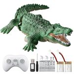 TEMI Remote Control Crocodile, High Simulation Scale Prank Alligator with Glowing Eyes, for Pool Bathroom RC Boat for Boys Girls Birthday Halloween Christmas Toys