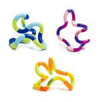 Tangle Jr. Classic Sensory Fidget Toy, Set of 3, Lime Green, Purple Pink, Orange Yellow