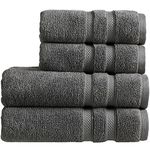 Christy Chroma Bath Towel Set | Set of 4 | 2 Bath 2 Hand | Highly Absorbent Heavyweight 675GSM | Bold and Bright | Soft Smooth Bathroom Shower Towels | 100% Cotton | Sustainably Made | Ash Grey