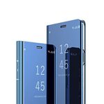 MRSTER Case for S6 Edge Plus, Mirror Design Clear View Flip Bookstyle Luxury Protecter Shell With Kickstand Case Cover for Samsung Galaxy S6 Edge+ / S6 Edge Plus. Flip Mirror: Blue