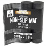 DIY Doctor Anti Slip Gripper Rolls 2 Pack – 190 x 30cm Non Slip Rug Underlay for Laminate Flooring – Carpet and Rug Grippers – Rubber Mat Shelf and Drawer Liner - Black