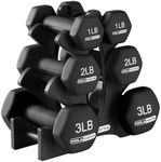 HolaHatha Neoprene Dumbbell Free Hand Weight Set with Rack, Ideal for Home Exercises to Gain Tone and Definition
