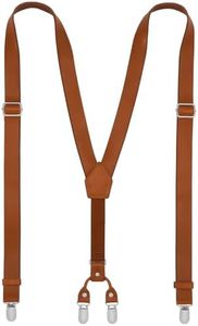 Leather Suspenders for Men Y Back Design, Clip-on Suspenders for Groomsmen