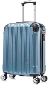 RAYKONG Valise Cabine 55x40x20cm (44L) Polycarbonate - Capacité Maximale - Serrure integrée - 20 Pouces - (RK04|Bleu)