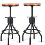 Industrial Bar Stool-Set of 2-Swivel Counter Coffee Chair-Extra Pub Height Adjustable 22-33 inch