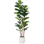 Kazeila Large Artificial Plant Indoor 150cm Faux Fiddle Leaf Fig Tree,Fake Plastic Plant for Home Office Balcony Bathroom Decor(1Pack)