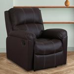 Recliners India - Spino Single Seater Recliner Sofa | 3 Modes of Comfort | Manual Recliner Chair | Cushion Armrest | Living Room Recliner Sofa | 1-Year Manufacturer Warranty | Colour- Brown