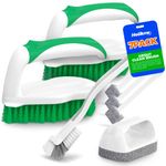 Holikme 7 Pack Deep Cleaning Brush Set，Scrub Brush&Grout and Corner Brush&Scrub Pads with Scraper Tip&Scouring Pads，for Bathroom,Floor, Tub, Shower, Tile, Bathroom and Kitchen Surface（Green）