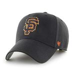 47 Brand MLB San Francisco Giants MVP Unisex Baseball Cap, Hook & Loop Strap, Black with Orange Edge Logo, Colour Black