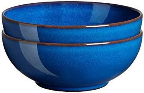 Denby - Imperial Blue Cereal Bowls Set of 2 - Dishwasher Microwave Safe Crockery 820ml 17cm - Royal Blue Ceramic Stoneware Tableware - Chip & Crack Resistant Coupe Soup Bowls