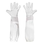 BEEPER Beekeeping Goatskin Leather Beekeeper's Glove with Vent Long Canvas Sleeve & Elastic Cuff M