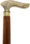 HealthAndYoga™ Detachable Walking Cane for Men Women - Solid Wood Lightweight Walking Stick - Stylish Derby Brass T-Handle (Regular Grip)