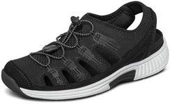 Orthofeet Women's Orthopedic Black Knit Laguna Sandals, Size 8.5