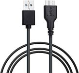 KUYiA Micro USB 3.0 Cable, Male to Micro B Lead Super Speed Data Sync Cord Compatible with Toshiba Canvio WD External Hard Drive Samsung Galaxy S5 Note 3 and More Micro-B port Device- Black (1FT)