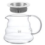 Clear Glass Coffee Carafe Portable Heat Resistant Coffee Pot Serving Jug for Moka Hand Pour Drip Kettle Teapot Coffee Cup with Handle 360ML