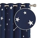 Deconovo Super Soft Thermal Insulated Star Foil Printed Eyelet Curtains Blackout Curtains for Children 46 x 72 Inch 2 Panels Navy Blue