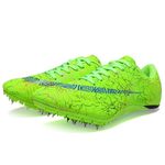 Jokvaex Track Shoes Spikes Mens Womens Running Shoes Spikes for Boys and Girls, Track Competition Athletics Shoes for Sprints Outdoor Training Long-Distance Running (Green,44)