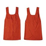 Hudson Durable Goods Cotton Cross Back Apron for Women - Seamless Crossover Style Smock Apron, Terracotta, 36 Inches Full Length