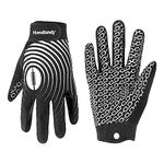 HANDLANDY Sticky Youth Football Gloves for Boys Girls, Cool Flexible Kids Football Gloves, Silicone Grip Wide Receiver Gloves Youth (Black and White, Small)…