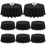 8 Packs Premium Round Tablecloth 90 Inch Black Polyester Table Cloth Bulk Washable Polyester Fabric Tablecloths Table Cover for Wedding Party Banquet Buffet Table Holiday Dinner (Black, 90 Inch)