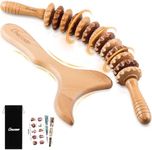 2-in-1 Wooden Therapy Massage Tools Set Wood Maderoterapia Kit or Lymphatic Drainage Massage Roller Kits for Muscle Relaxation, Massage Sticks for Body Shaping, Gua Sha Massage, Anti Cellulite, Beech