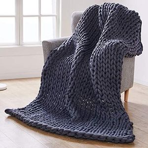Dreamz Knitted Weighted Blanket Chunky Bulky Knit Throw Blanket 6.5KG Dark Grey