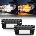 MICTUNING LED RV Porch Light - Aluminum Exterior Utility Light Led Outdoor Trailer Light,12V 750 Lumen Awning Lights | Replacement Lighting for RVs Trailers Campers-2 Packs (Nature Yellow & White)