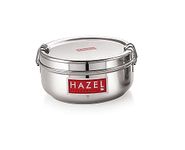 HAZEL Steel Tiffin Box for Office | 350 ml Stainless Steel Lunch Box with Inner Plate | Traditional Design Glossy Finish Steel Box