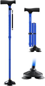 HONEYBULL Walking Cane for Men & Women - Foldable, Adjustable, Collapsible, Free Standing Cane, Pivot Tip, Heavy Duty, with Travel Bag | Walking Sticks, Folding Canes for Seniors & Adults [Blue]