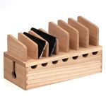 KIRIGEN Wooden Cell Phone Stand Charging Station Desktop Tablet Computer Charging Dock Holder Wood Desk Multi-device Cords Organizer Stand Charger Dock Cradle Rack for Home and Office(GDXH-NA)