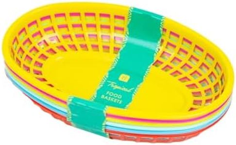 Talking Tables Cuban Fiesta Multicolor Plastic Food Baskets for a Picnic or Birthday, Multicolor (6 Pack)