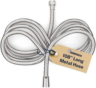 HammerHead Showers® ALL METAL 9 ft Shower Hose - CHROME – Extra Long 108” Attachment for Handheld Shower Head - Shower Hose Replacement