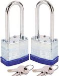 SEPOX® 2Pack Heavy Duty Padlock Keyed Alike, 40MM Laminated Steel Lock Body, 60MM Extra Long Shackle, Ideal for Gym Locker, Sheds, Gate, Warehouse, Hasp (2 Locks with Same Keys)